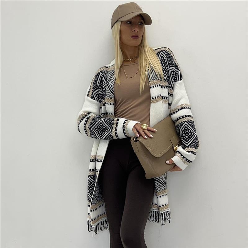 cardigan senza bottoni etnico